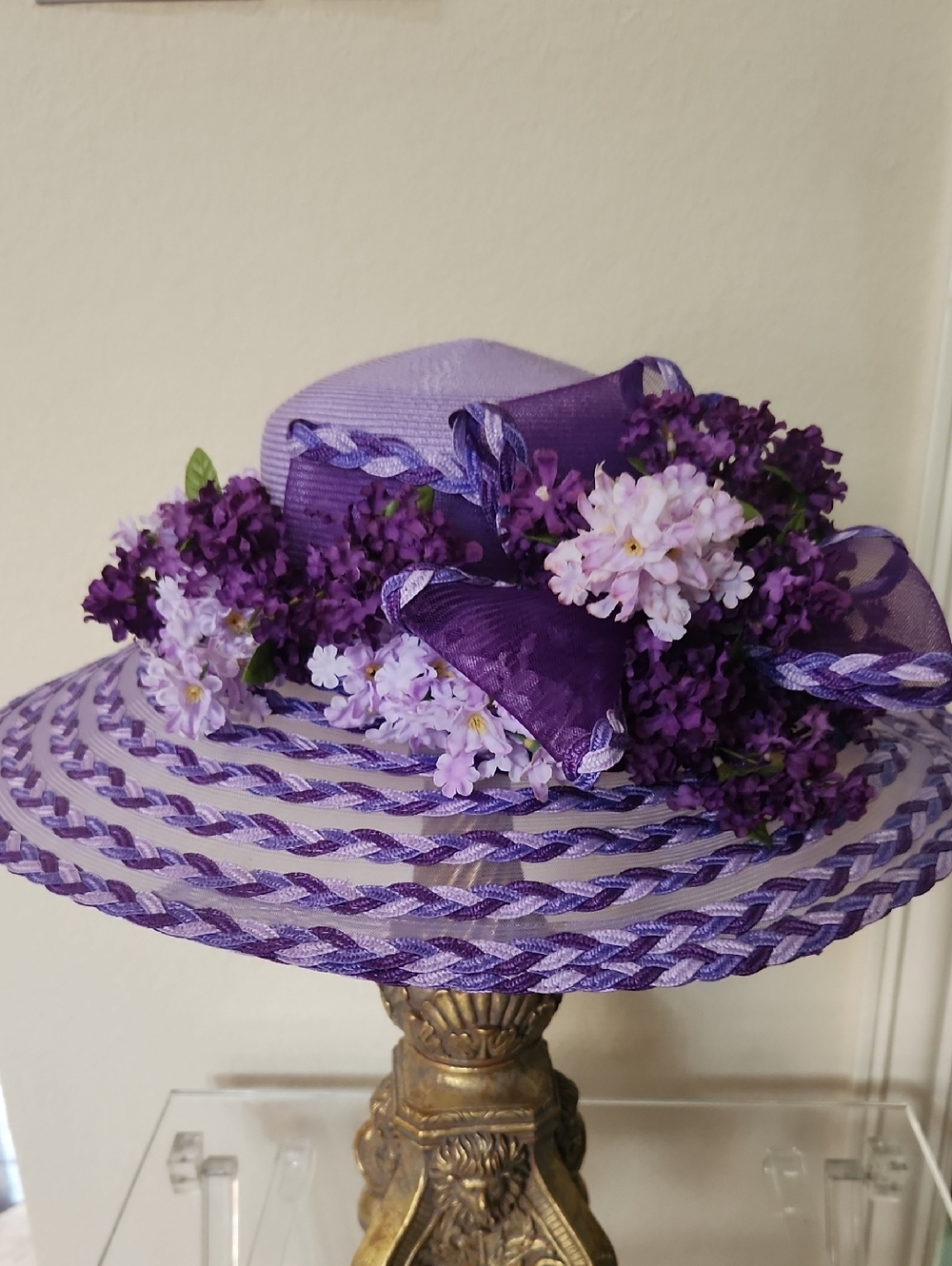 Elegant Purple Floral Wide-Brim Women’s Hat